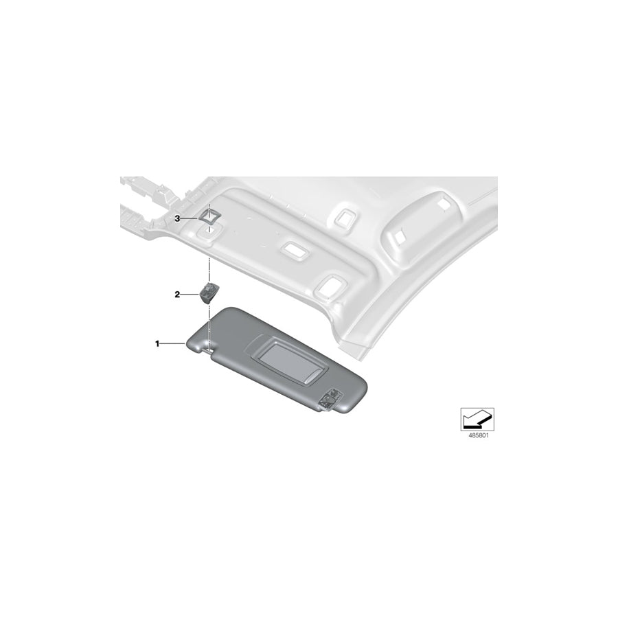 Genuine BMW 51167444151 G32 Left Sun Visor ELFENBEINWEIS (Inc. 640iX, 630i & 630dX) | ML Performance UK