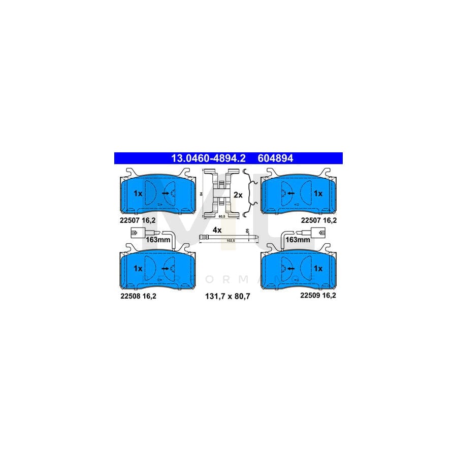 ATE 13.0460-4894.2 Brake pad set with integrated wear warning contact, with accessories | ML Performance Car Parts