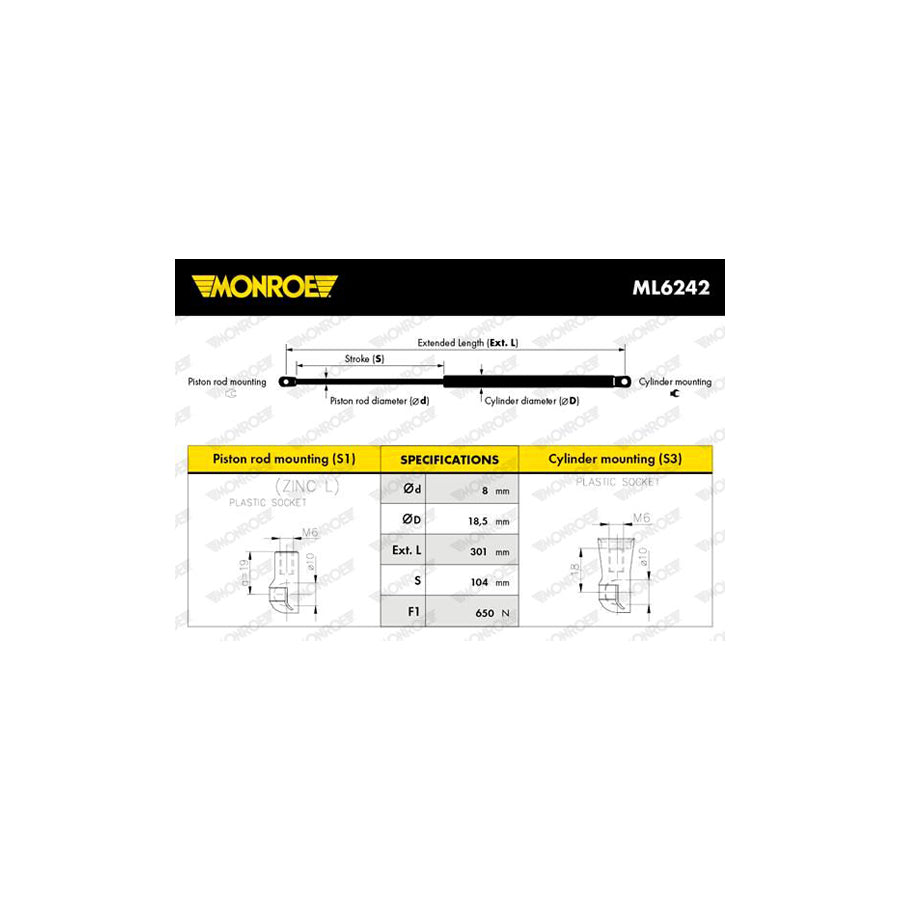 Monroe ML6242 Tailgate Strut For Renault Fluence (L3_)