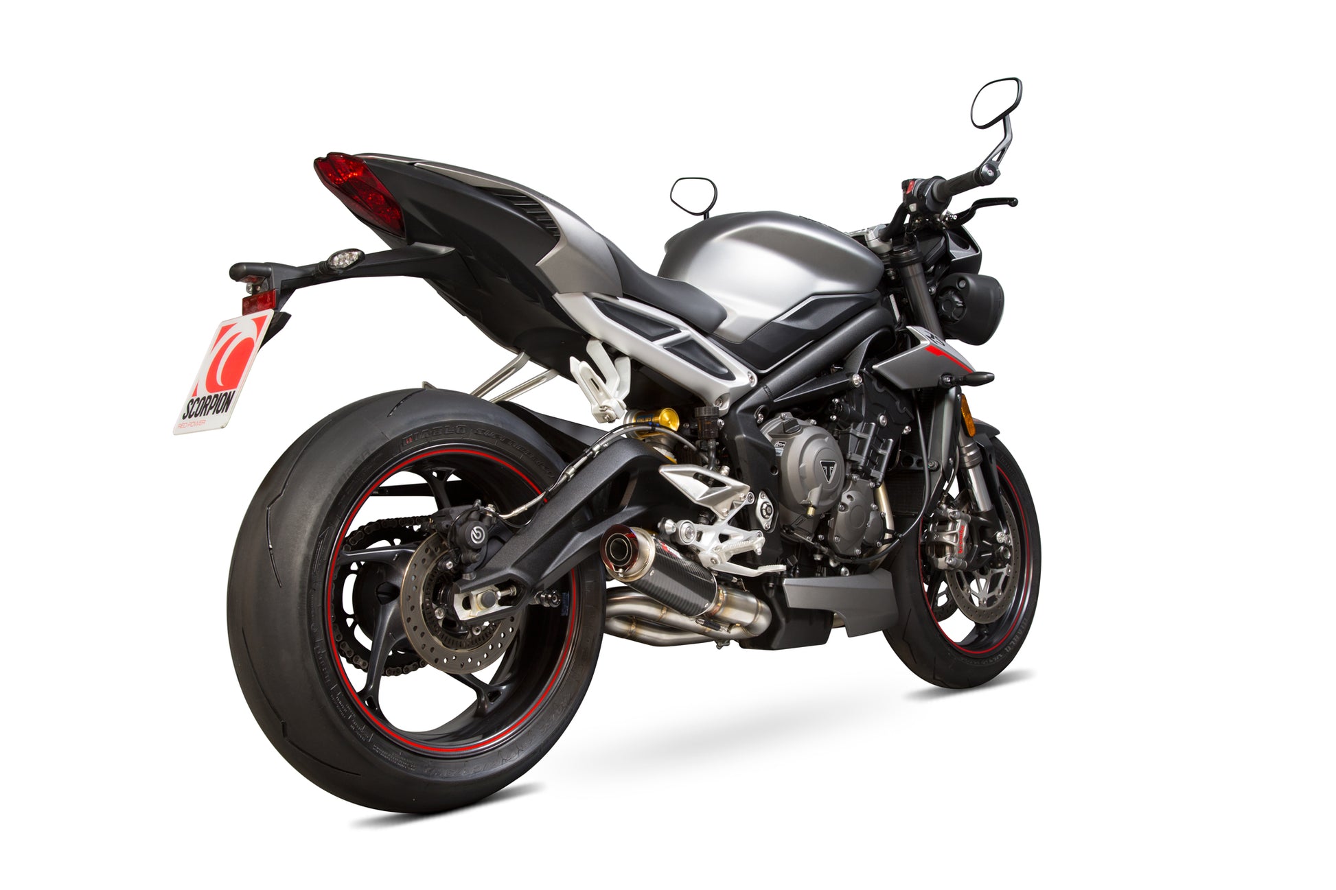 Scorpion TR1001CEM Triumph Street Triple 765 Rp1-Gp Slip-On - Carbon Fibre Sleeve | ML Performance UK UK