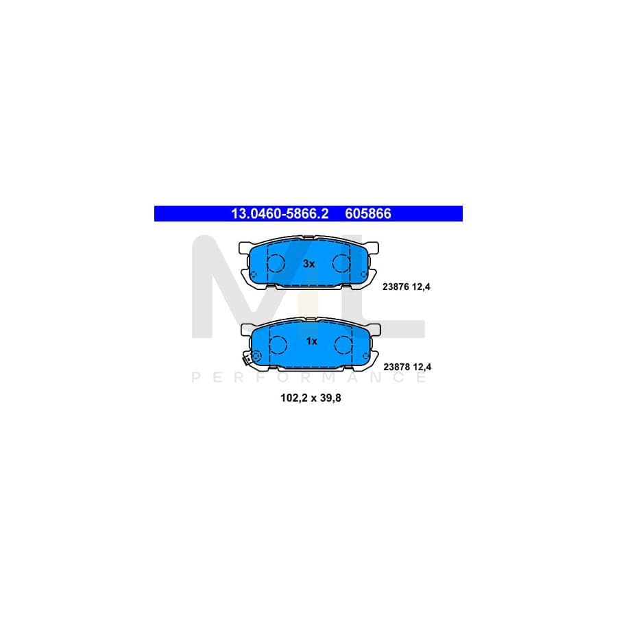 ATE 13.0460-5866.2 Brake pad set for MAZDA MX-5 II (NB) with acoustic wear warning | ML Performance Car Parts