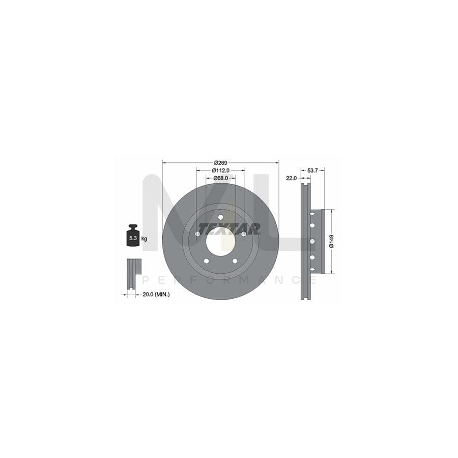 TEXTAR PRO 92176803 Brake Disc Externally Vented, Coated, without wheel hub, without wheel studs | ML Performance Car Parts