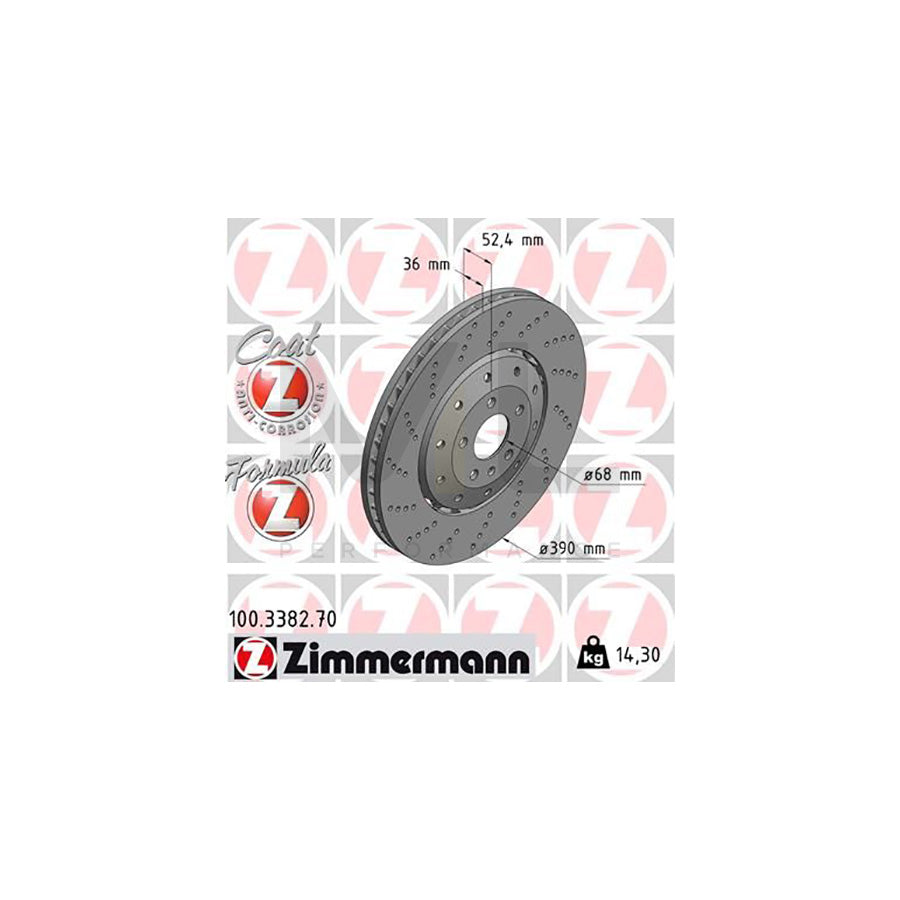 ZIMMERMANN FORMULA Z COAT Z 100.3382.70 Brake Disc Perforated, Two-piece brake disc, Vented, Coated, Alloyed / High-carbon | ML Performance Car Parts