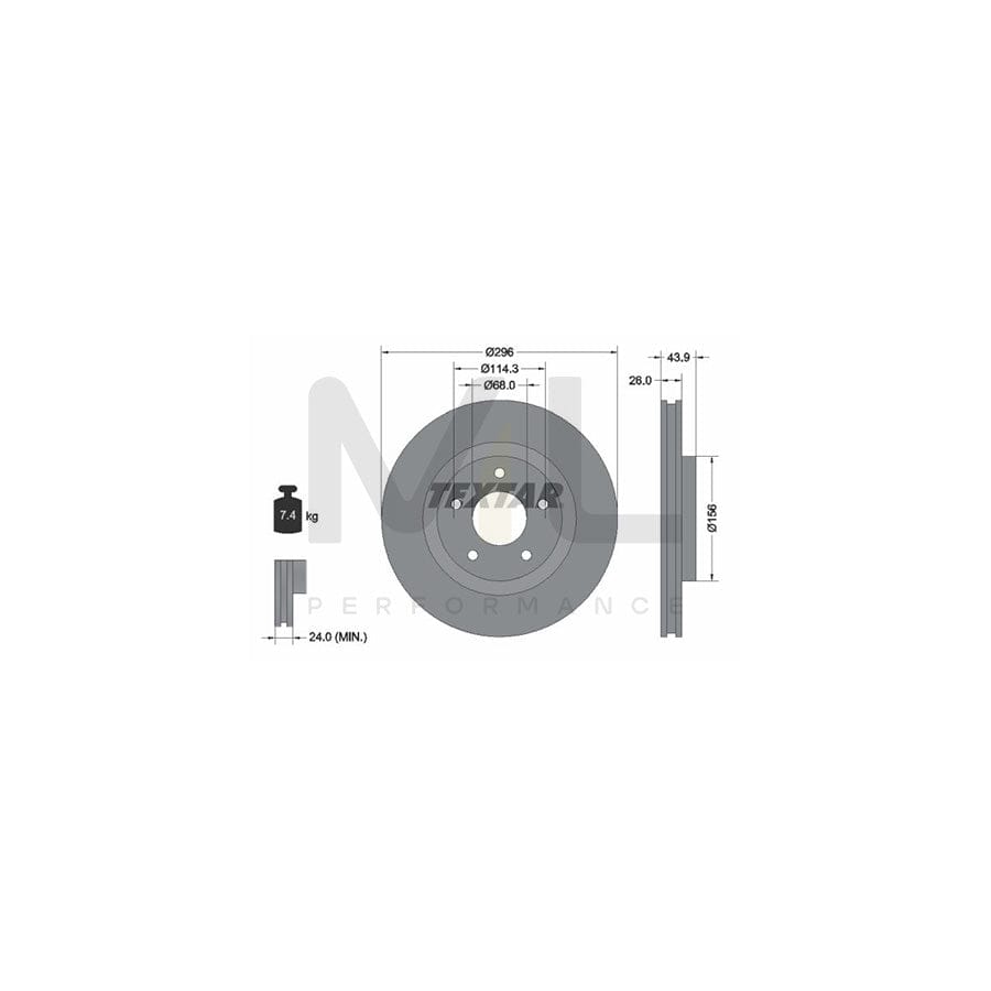 TEXTAR PRO 92167403 Brake Disc Internally Vented, Coated, without wheel hub, without wheel studs | ML Performance Car Parts