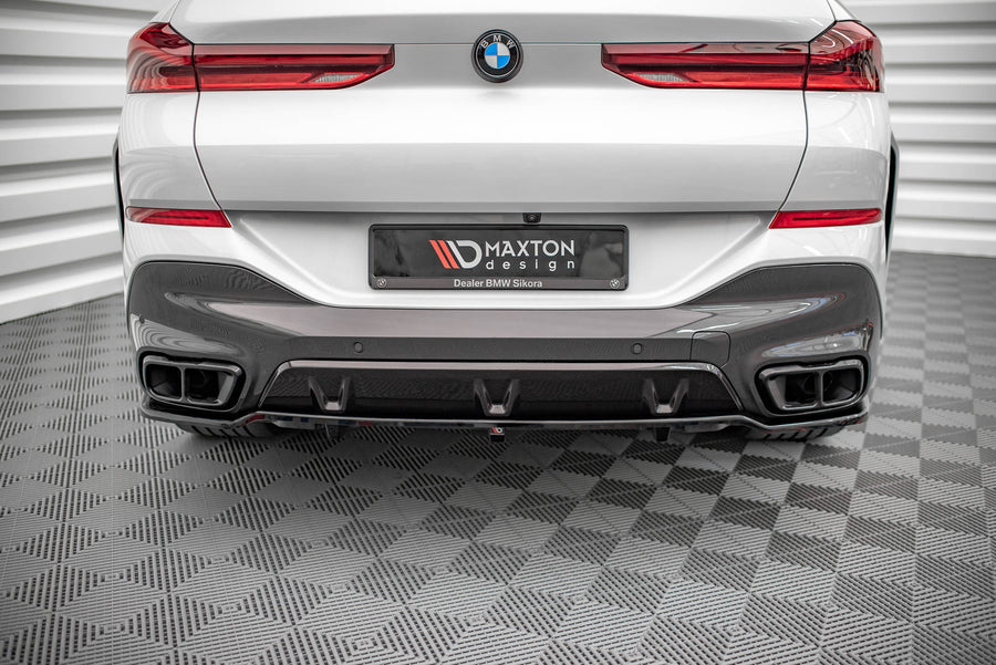 Maxton Design BMW X6 M-Pack G06 Central Rear Splitter (with vertical bars)