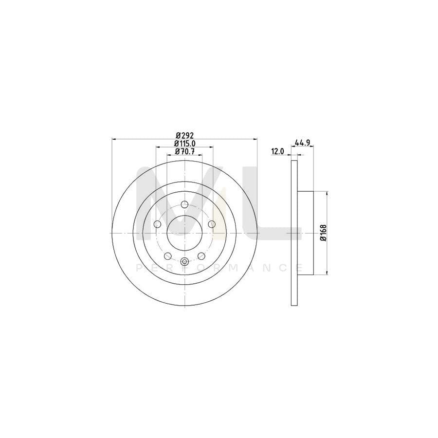 HELLA PRO 8DD 355 116-601 Brake Disc Solid, Coated, without wheel hub, without wheel studs | ML Performance Car Parts