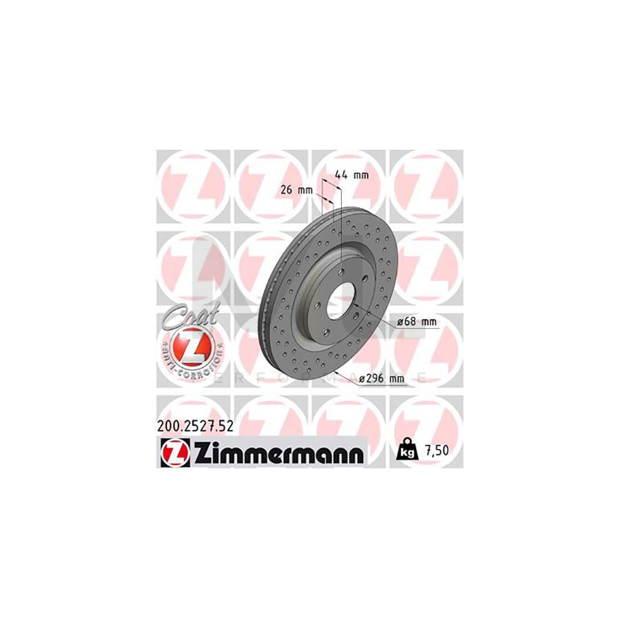 ZIMMERMANN SPORT COAT Z 200.2527.52 Brake Disc for NISSAN Juke (F15) Internally Vented, Perforated, Coated | ML Performance Car Parts