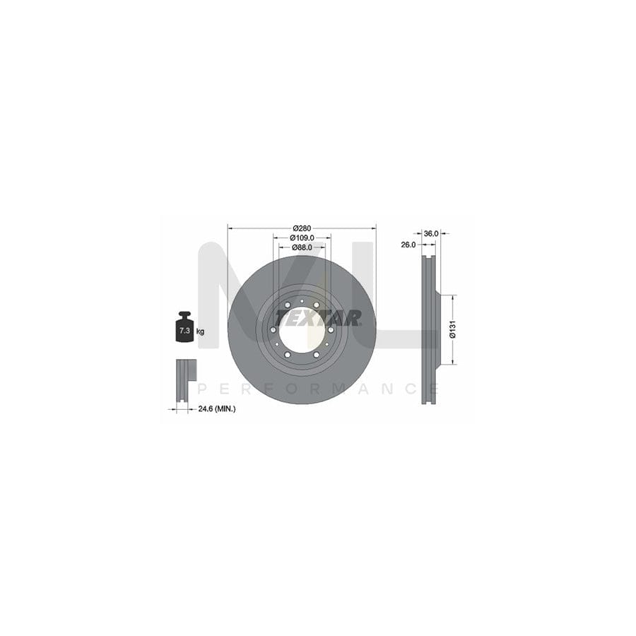 TEXTAR 92091400 Brake Disc Internally Vented, without wheel hub, without wheel studs | ML Performance Car Parts