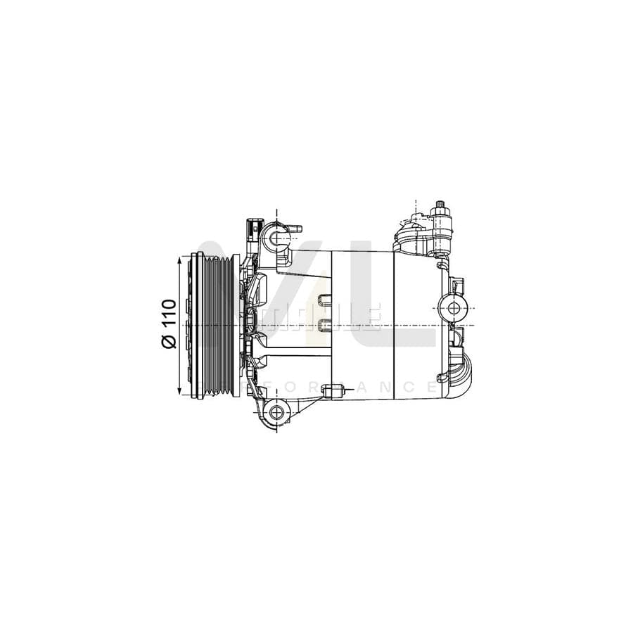 MAHLE ORIGINAL ACP 1357 000P Compressor, air conditioning PAG 46 YF, Refrigerant: R 1234yf, R 134a, with seal ring, without oil drain plug | ML Performance Car Parts