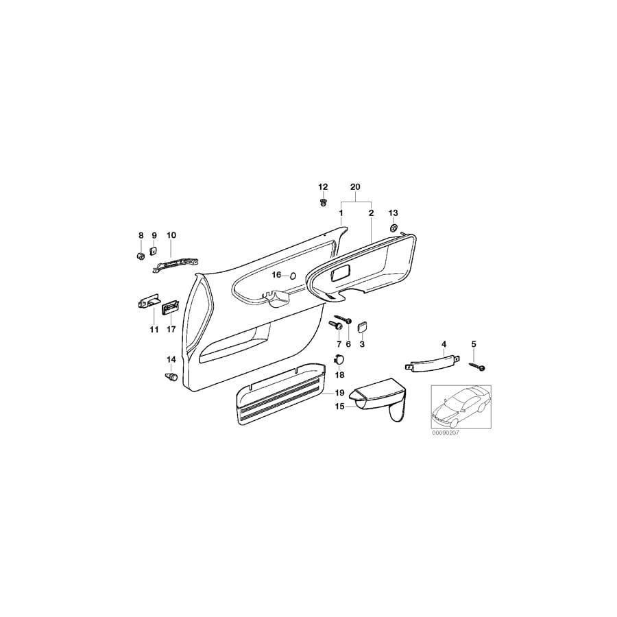 Genuine BMW 51418177975 E36 Door Trim Panel, Front Left GRAU (Inc. 328i, M3 & 325td) | ML Performance UK Car Parts