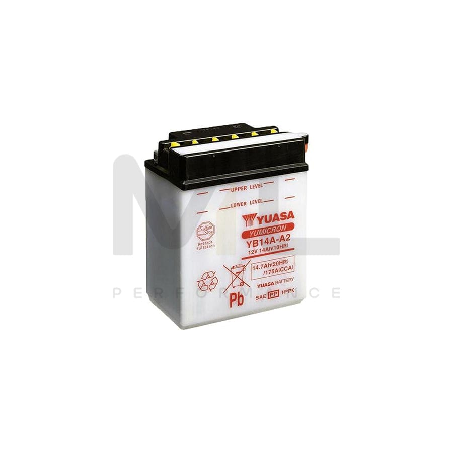 Yuasa YB14A-A2 12v Motorbike & Motorcycle Battery | ML Performance UK Car Parts