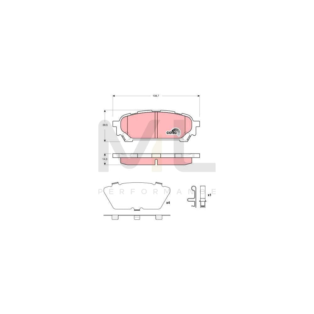 TRW Cotec Gdb3395 Brake Pad Set With Acoustic Wear Warning, With Accessories | ML Performance Car Parts