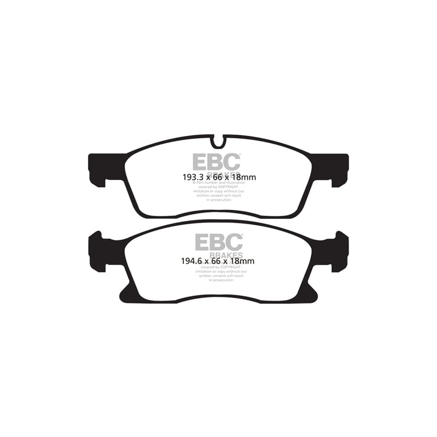 EBC PD03KF1630 Dodge Jeep Yellowstuff Front Brake Pad & Plain Disc Kit - ATE Caliper (Inc. Durango & Grand Cherokee) 2 | ML Performance UK Car Parts