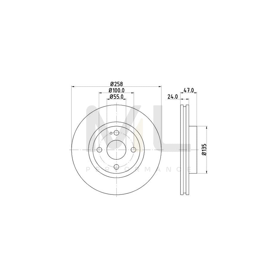 HELLA 8DD 355 107-201 Brake Disc for MAZDA 323 Internally Vented, without wheel hub, without wheel studs | ML Performance Car Parts