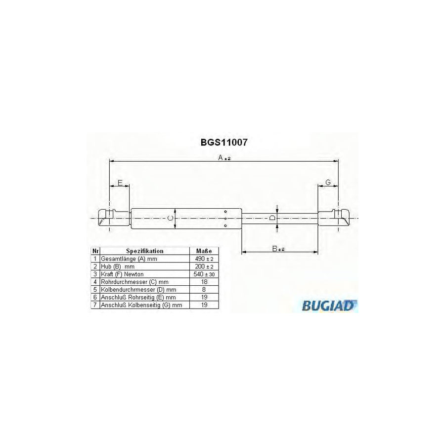 Bugiad BGS11007 Tailgate Strut For Audi A4 B7 Avant (8Ed)