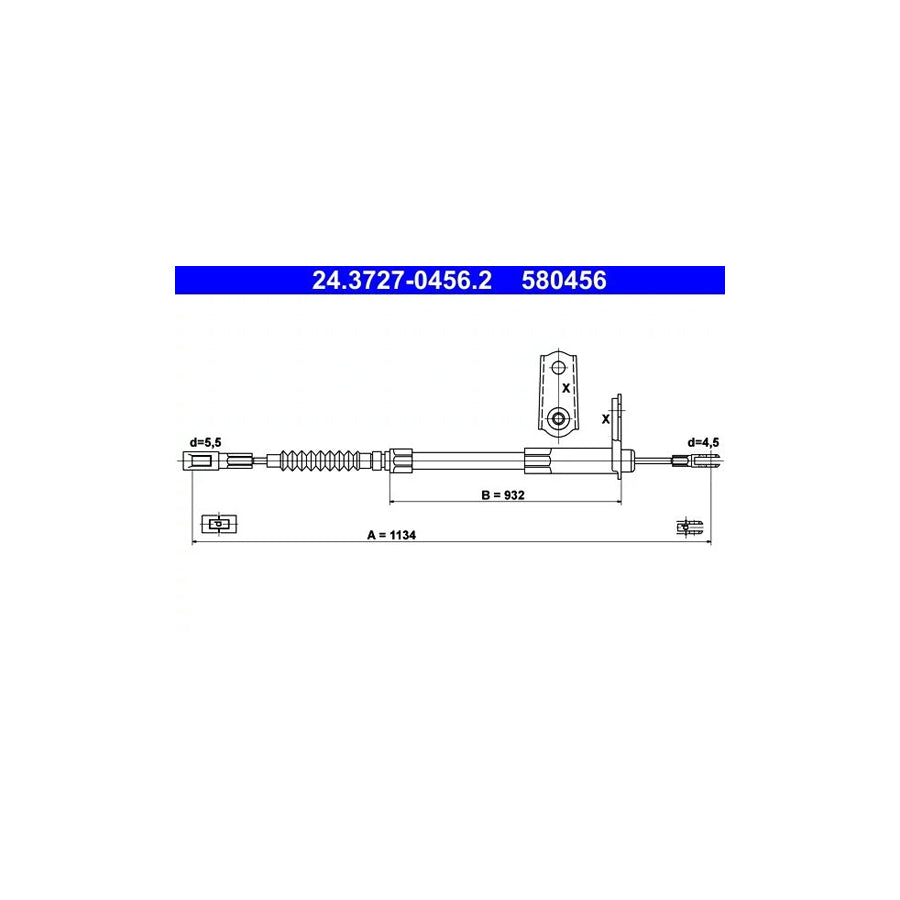 ATE 24.3727-0456.2 Hand Brake Cable Suitable For Mercedes-Benz S-Class