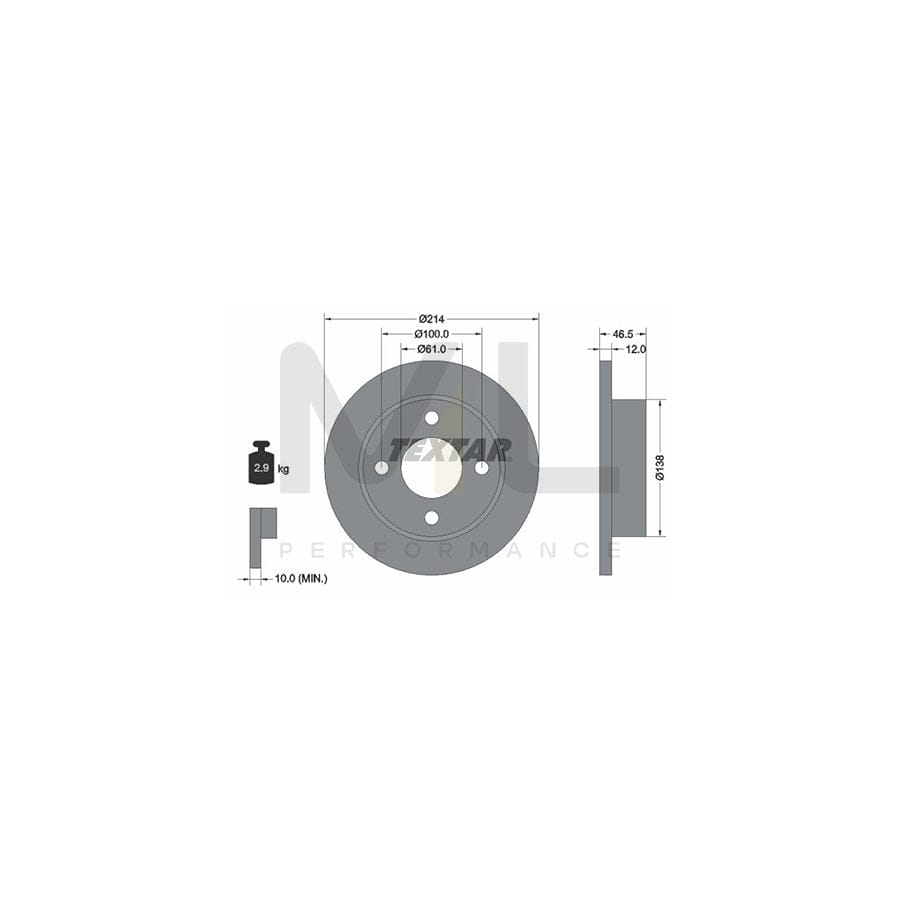 TEXTAR 92059200 Brake Disc Solid, without wheel hub, without wheel studs | ML Performance Car Parts