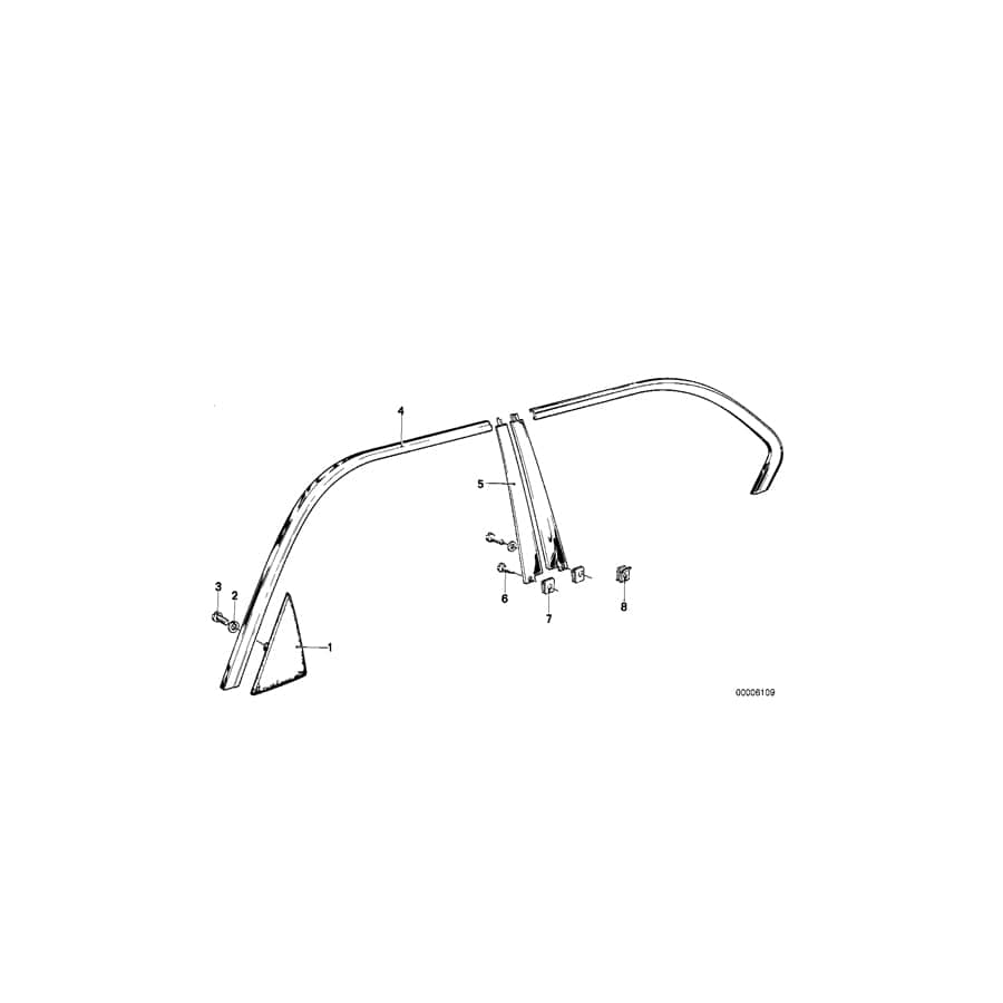 Genuine BMW 51321900243 E23 Corner Moulding, Left (Inc. 732i, 745i & 735i) | ML Performance UK Car Parts