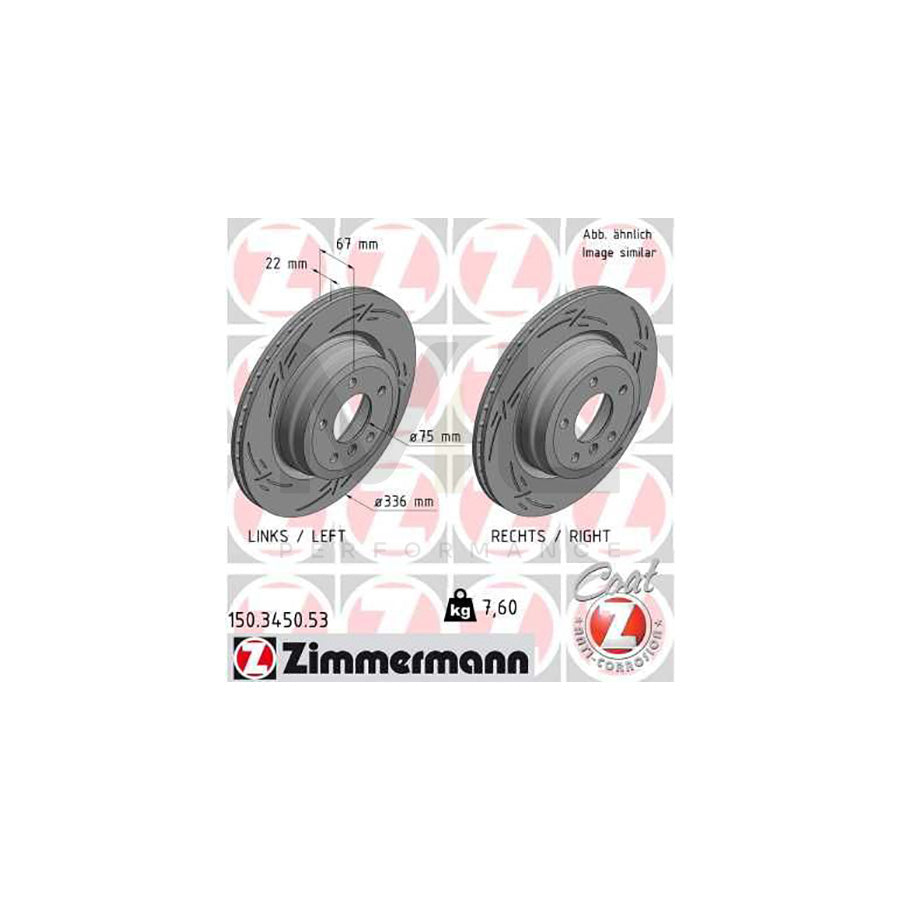 ZIMMERMANN 150.3450.53 Brake Disc Internally Vented, Slotted, Coated, High-carbon | ML Performance Car Parts