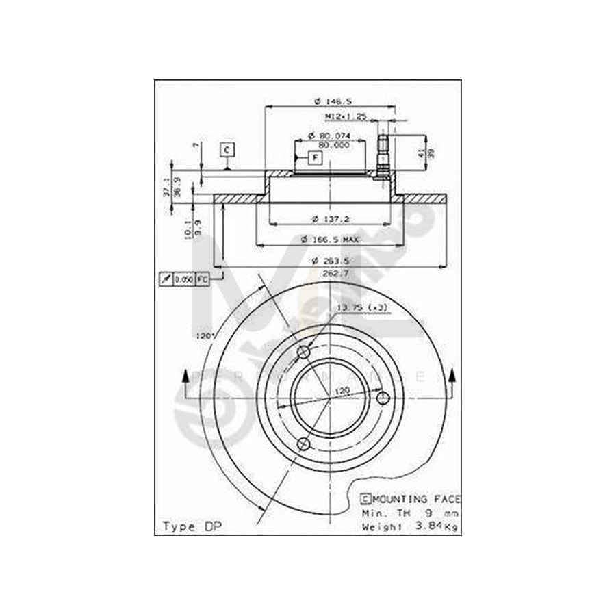 BREMBO 08.3962.10 Brake Disc Solid | ML Performance Car Parts