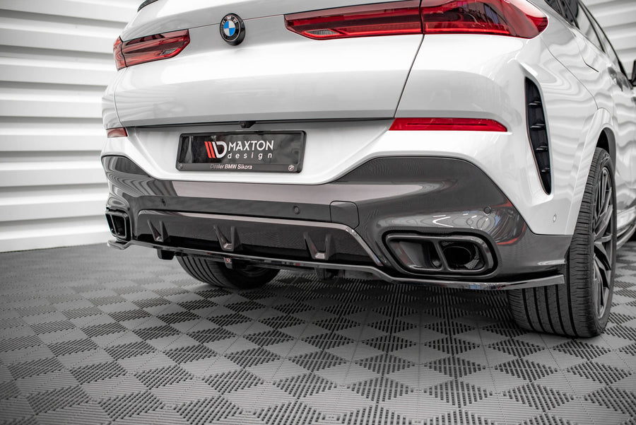 Maxton Design BMW X6 M-Pack G06 Central Rear Splitter (with vertical bars)