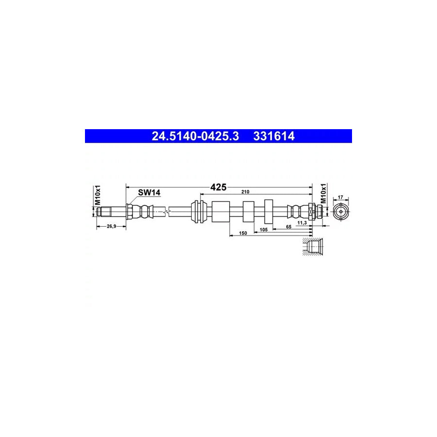 ATE 24.5140-0425.3 Brake Hose For Volvo V40 EstATE