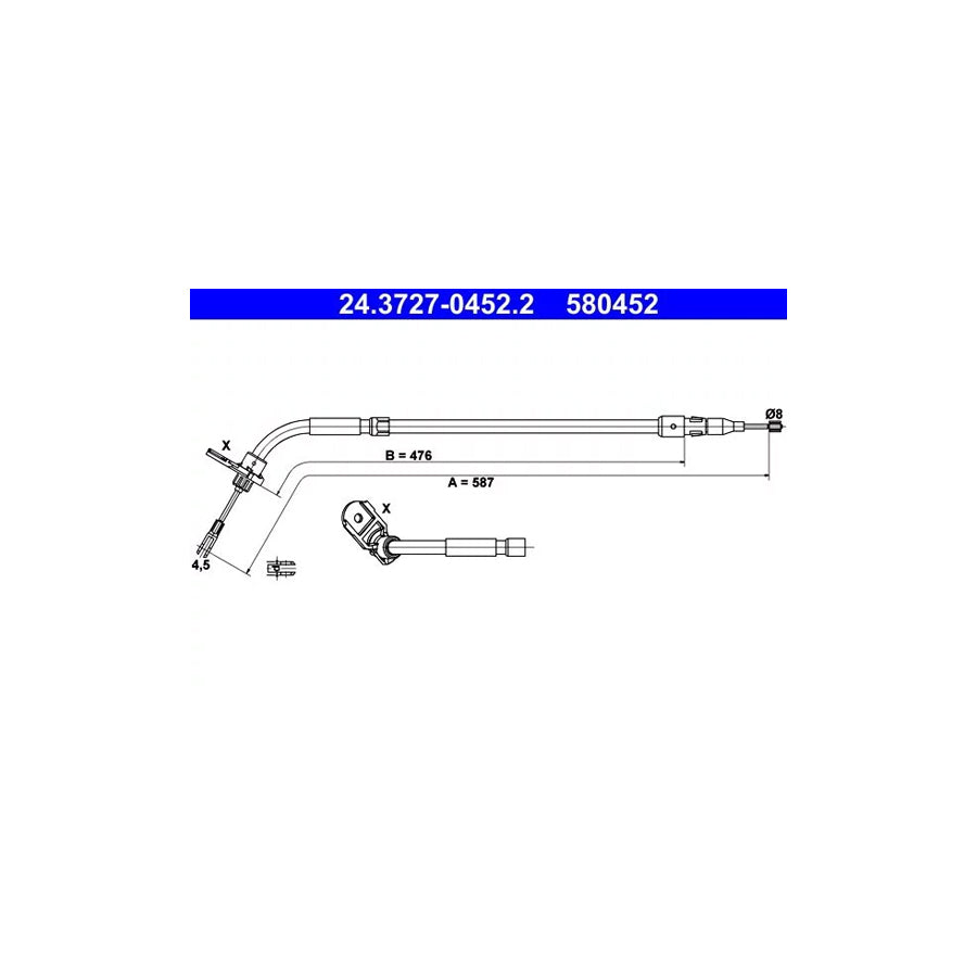 ATE 24.3727-0452.2 Hand Brake Cable