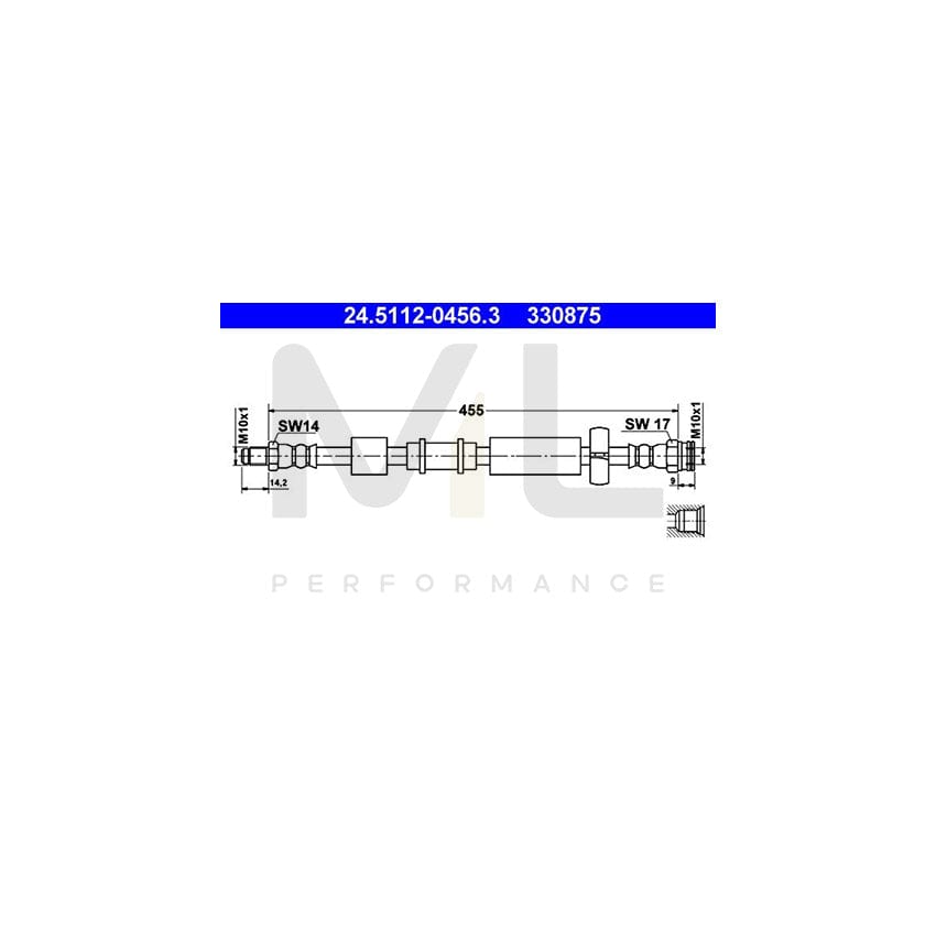 ATE 24.5112-0456.3 Brake Hose 455mm, M10x1 | ML Performance Car Parts