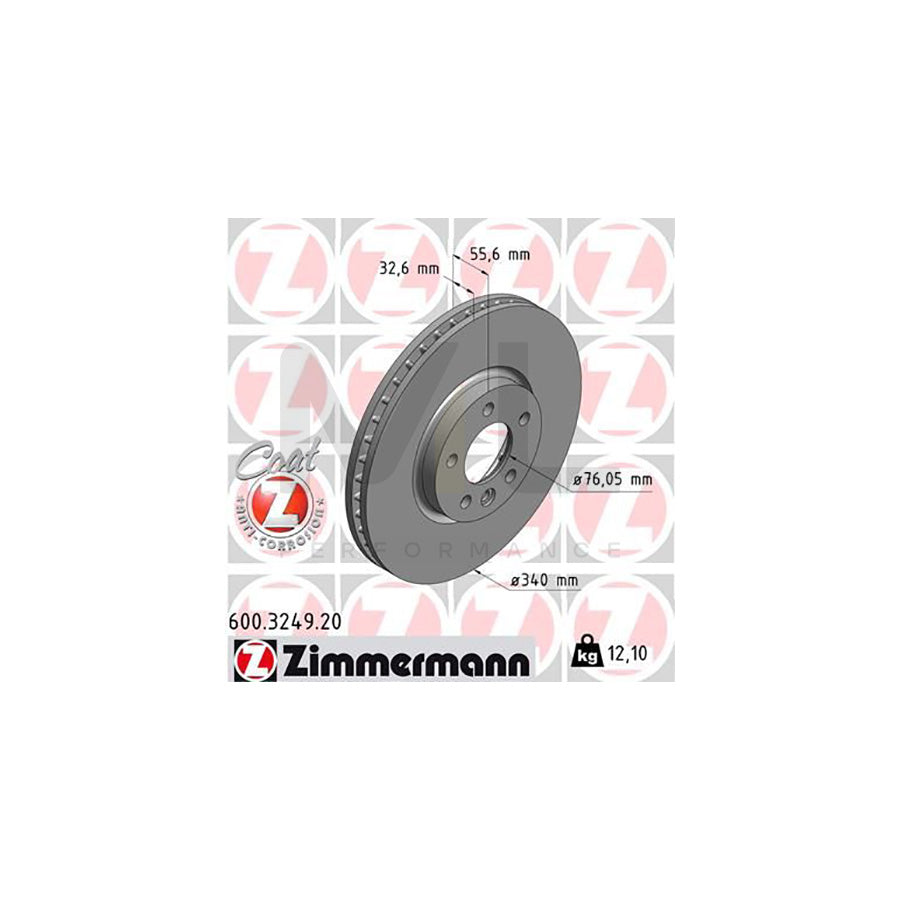 ZIMMERMANN COAT Z 600.3249.20 Brake Disc Internally Vented, Coated, High-carbon | ML Performance Car Parts