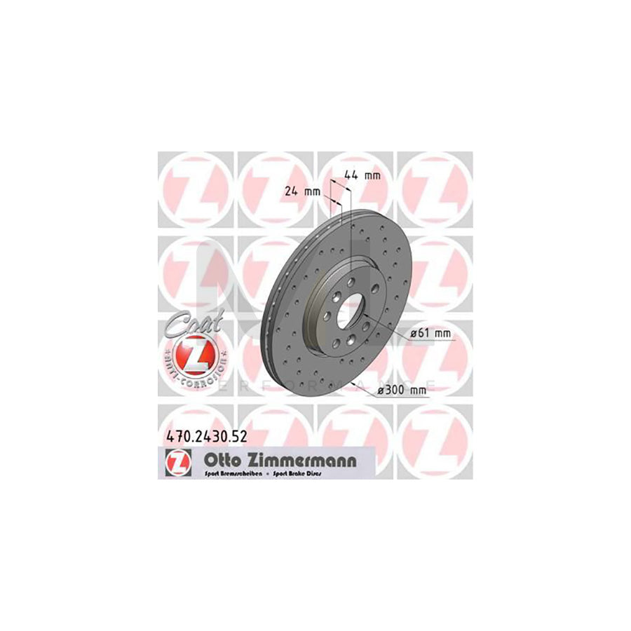 ZIMMERMANN SPORT COAT Z 470.2430.52 Brake Disc Internally Vented, Perforated, Coated, High-carbon | ML Performance Car Parts