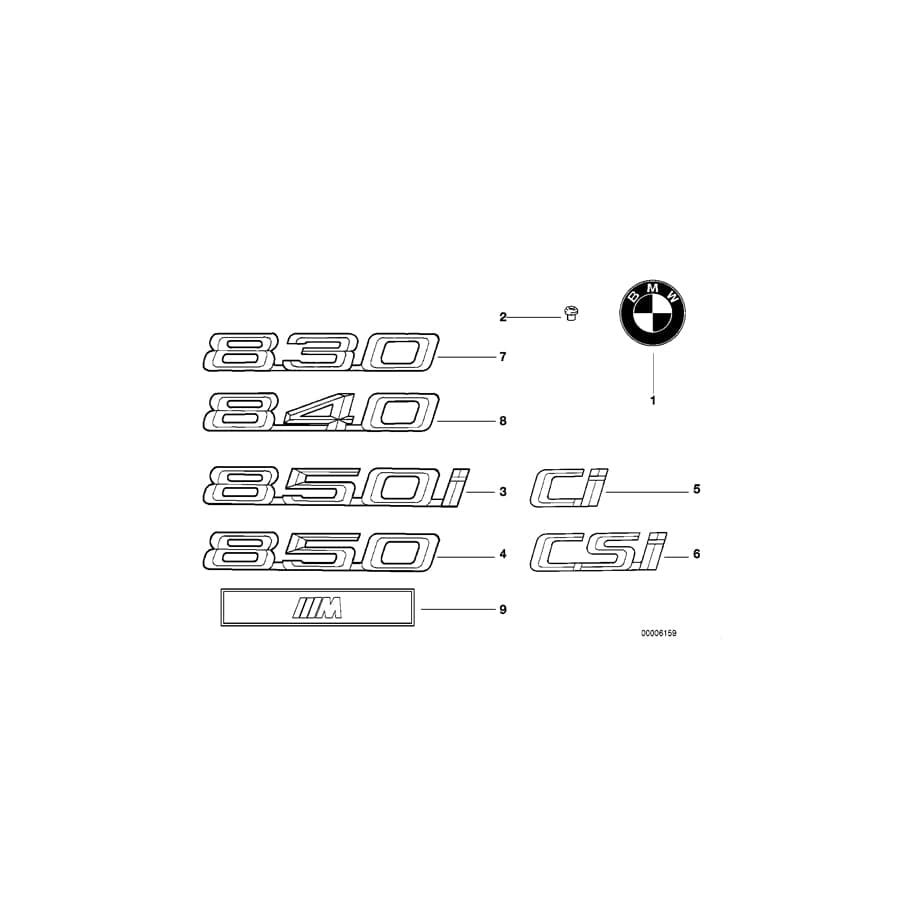 Genuine BMW 51148152850 E31 Emblem Adhered Rear -850- (Inc. 850Ci) | ML Performance UK Car Parts