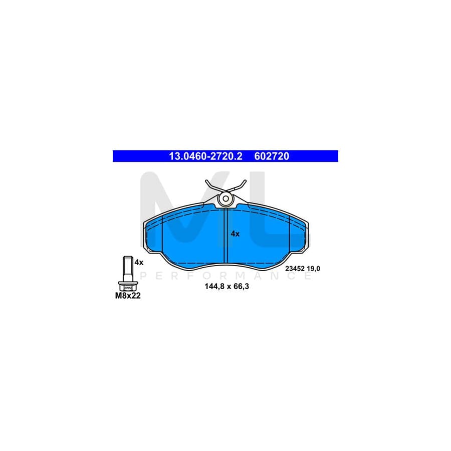 ATE 13.0460-2720.2 Brake pad set excl. wear warning contact, not prepared for wear indicator, with brake caliper screws | ML Performance Car Parts