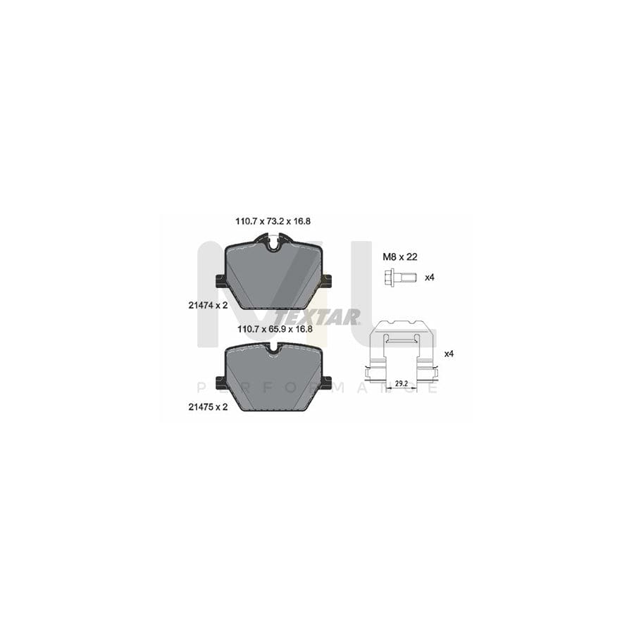 TEXTAR 2147401 Brake pad set prepared for wear indicator, with brake caliper screws, with accessories | ML Performance Car Parts