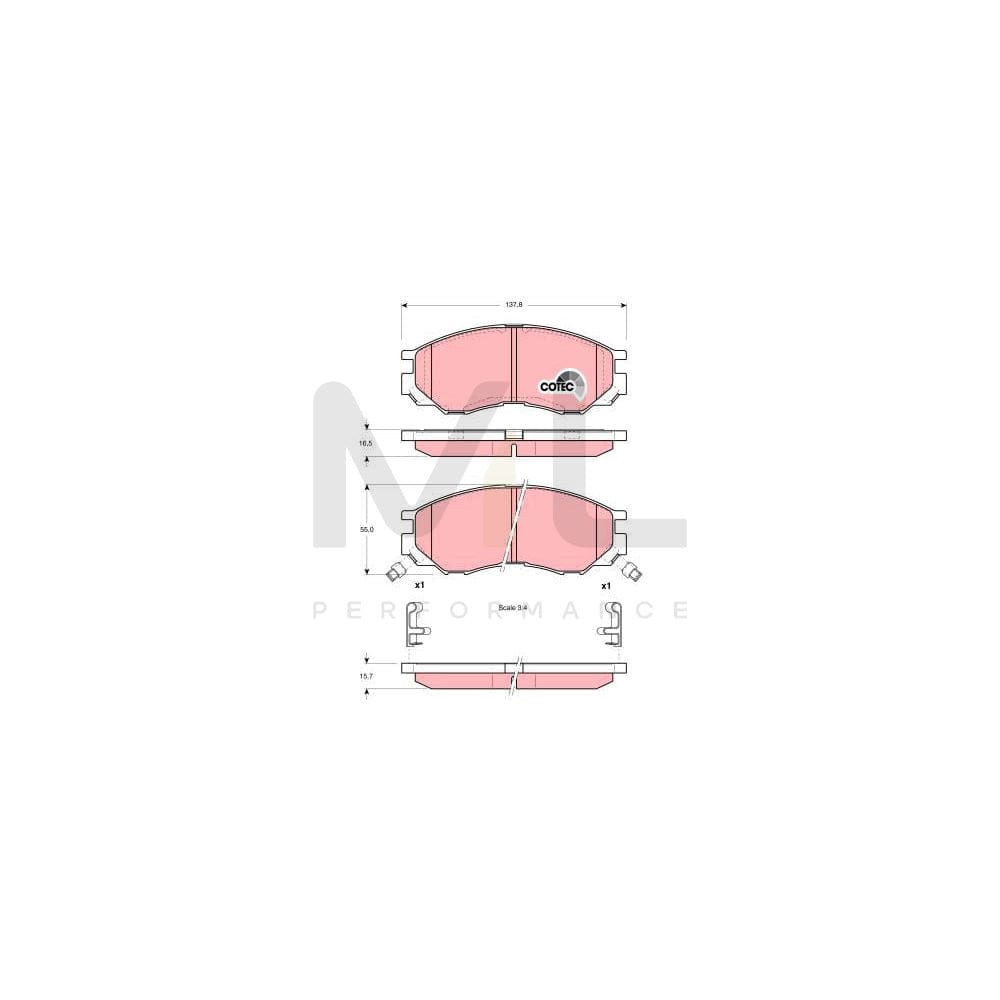 TRW Cotec Gdb1286 Brake Pad Set With Acoustic Wear Warning, With Accessories | ML Performance Car Parts