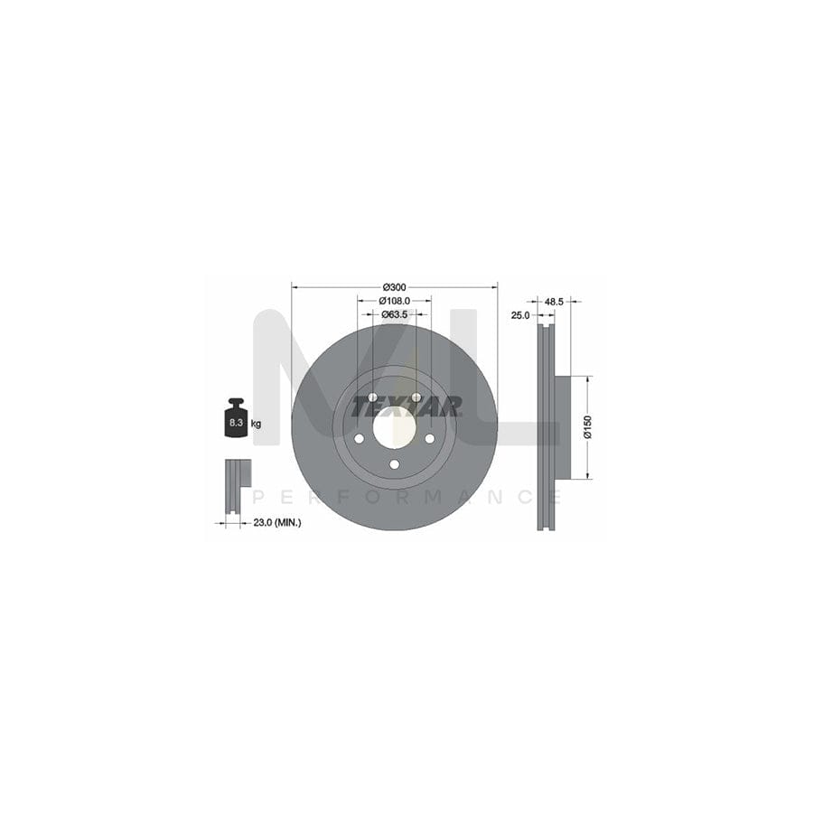 TEXTAR PRO 92141303 Brake Disc Internally Vented, Coated, without wheel hub, without wheel studs | ML Performance Car Parts