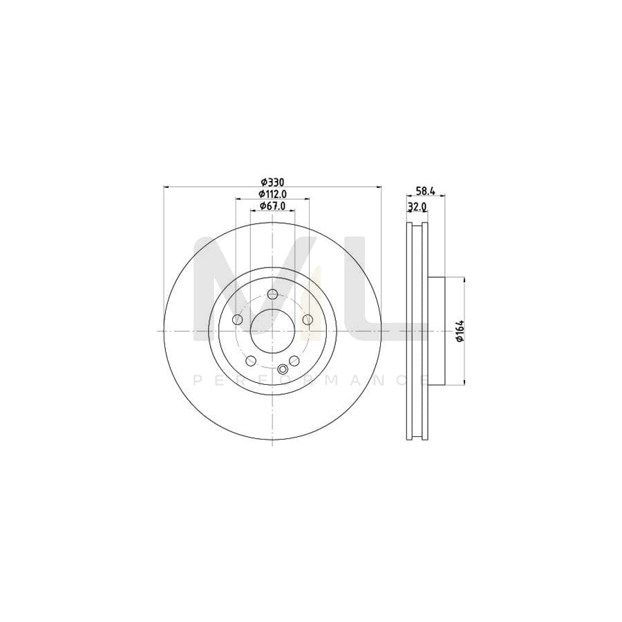 HELLA PRO 8DD 355 123-501 Brake Disc Internally Vented, Coated, without wheel hub, without wheel studs | ML Performance Car Parts