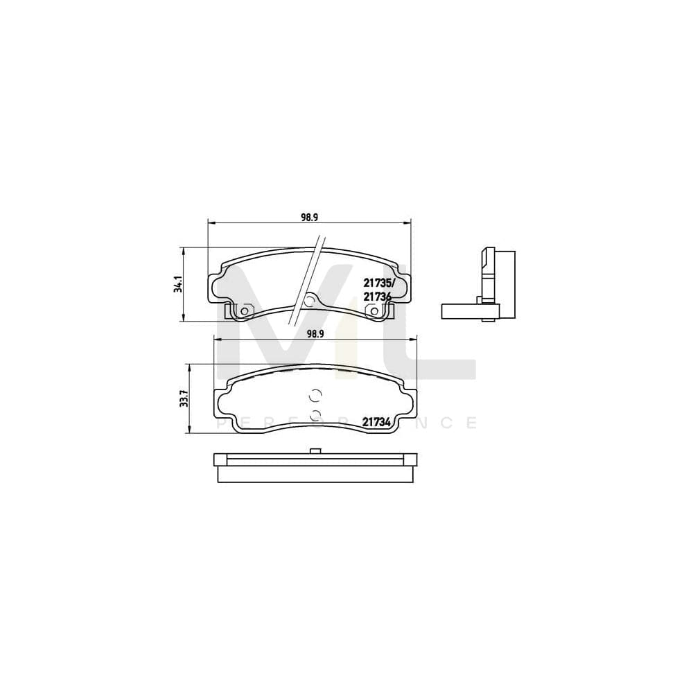 Brembo P 56 063 Brake Pad Set For Nissan Sunny With Acoustic Wear Warning | ML Performance Car Parts