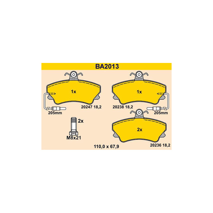 Barum BA2013 Brake Pad Set For Renault Espace Ii (J63/S63)