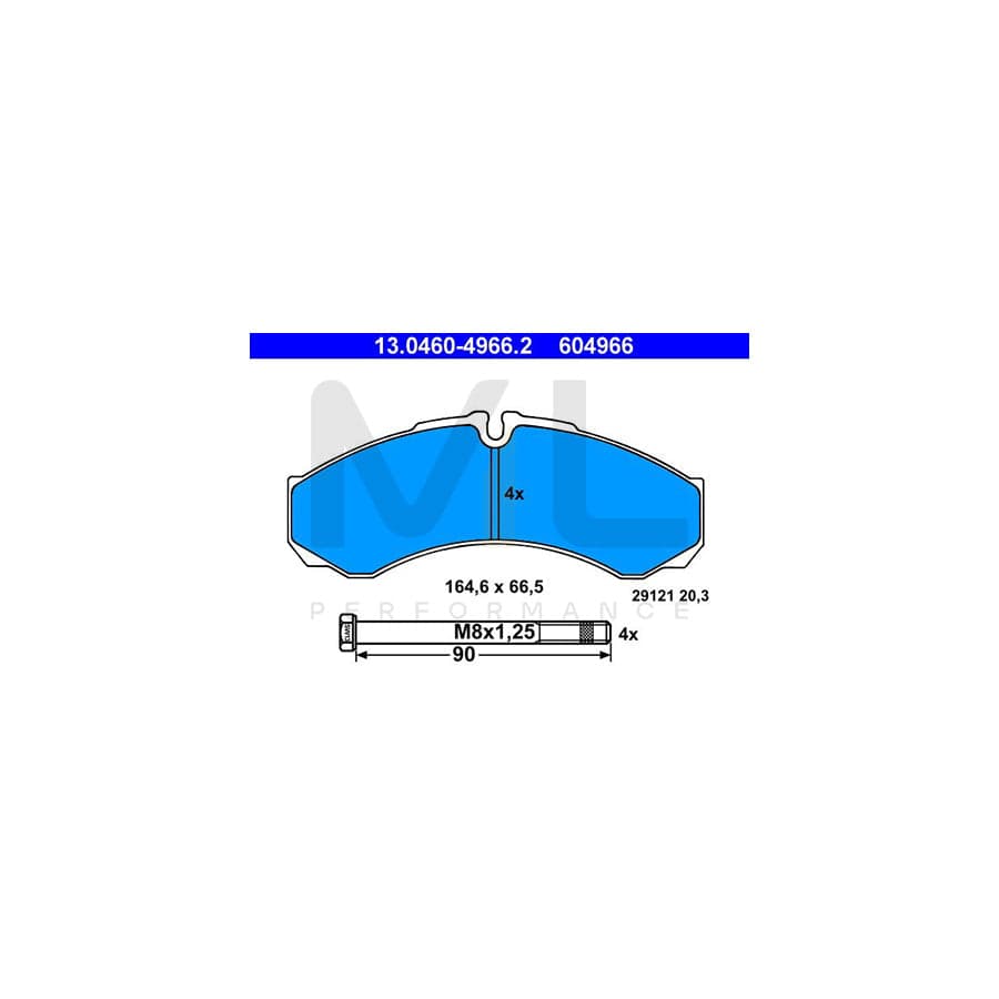 ATE 13.0460-4966.2 Brake pad set excl. wear warning contact, prepared for wear indicator, with brake caliper screws | ML Performance Car Parts