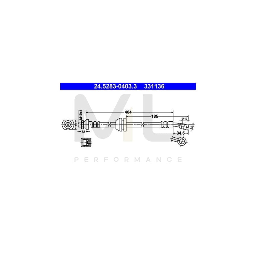 ATE 24.5283-0403.3 Brake Hose 404mm, M10x1 | ML Performance Car Parts