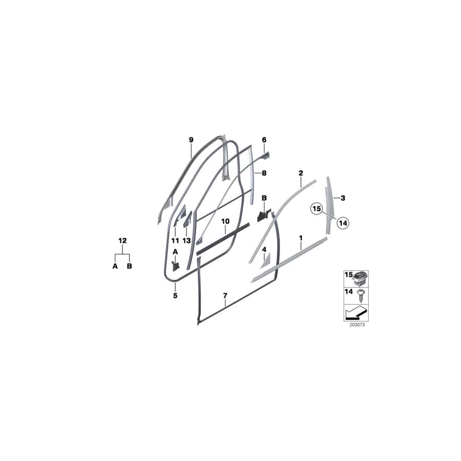 Genuine BMW 51767200324 RR4 Joint Seal, Door, Front Right (Inc. Ghost & Ghost EWB) | ML Performance UK Car Parts