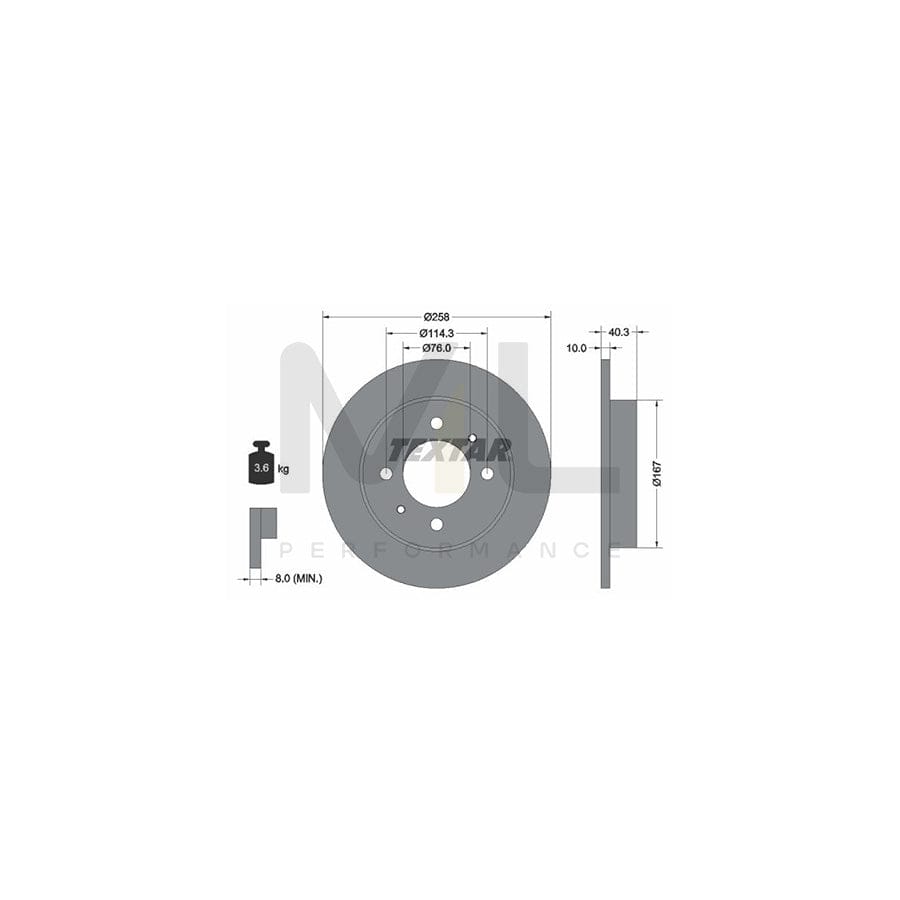 TEXTAR 92117100 Brake Disc Solid, without wheel hub, without wheel studs | ML Performance Car Parts