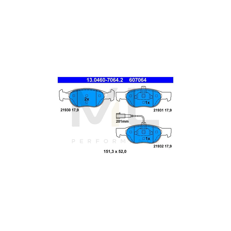 ATE 13.0460-7064.2 Brake pad set incl. wear warning contact | ML Performance Car Parts