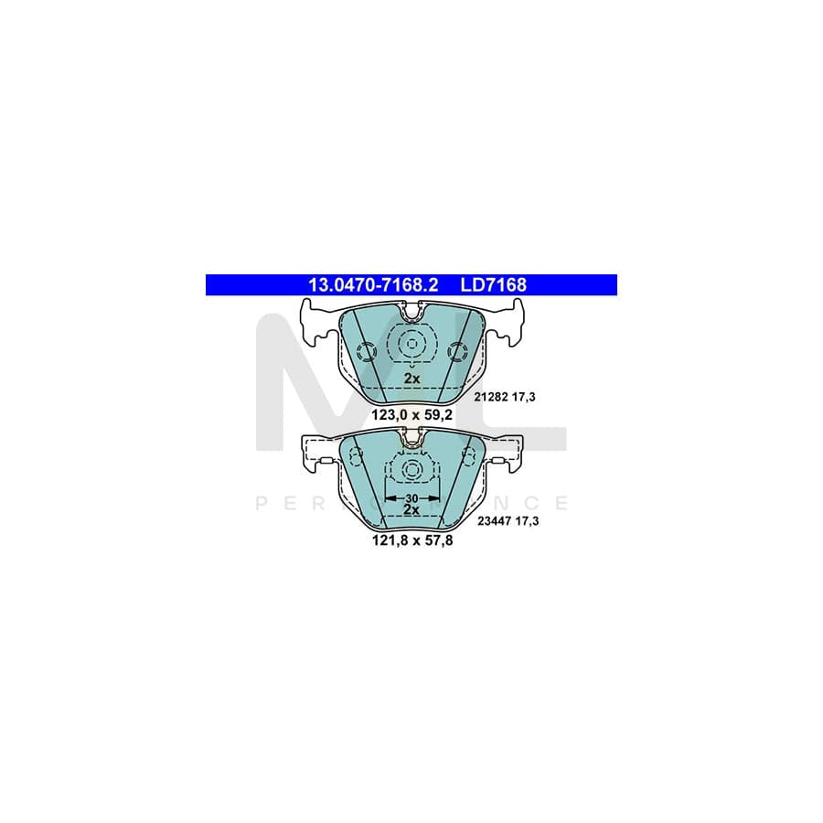 ATE Ceramic 13.0470-7168.2 Brake pad set for BMW 7 (E65, E66, E67) excl. wear warning contact, prepared for wear indicator | ML Performance Car Parts