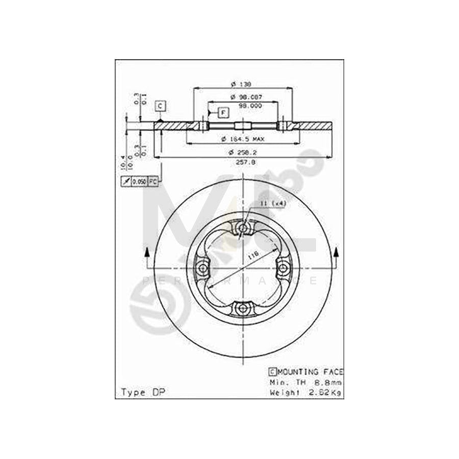 BREMBO 08.2162.10 Brake Disc for ALFA ROMEO ALFASUD Solid | ML Performance Car Parts