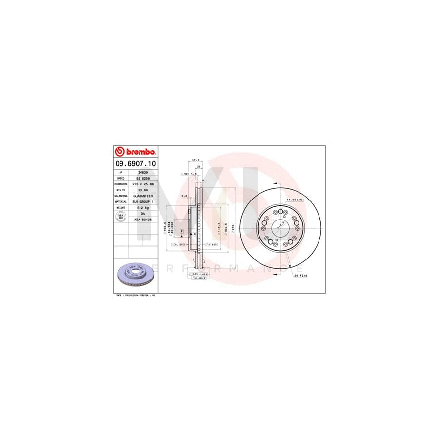 BREMBO 09.6907.10 Brake Disc for LEXUS LS I (XF10) Internally Vented | ML Performance Car Parts