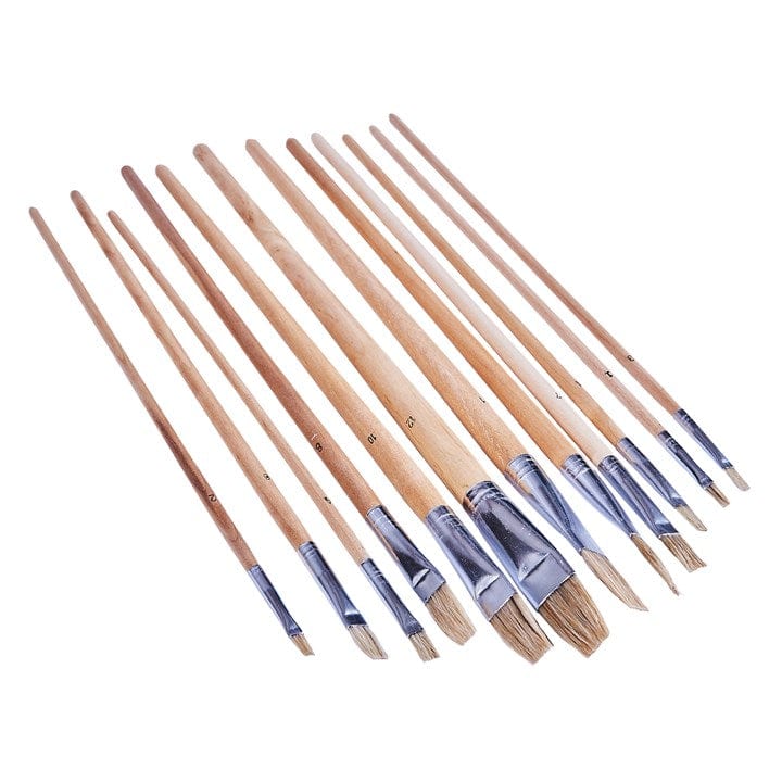 Amtech 12pcs. Flat Tip Art Brush Set - XL | ML Performance DIY & Power Tools