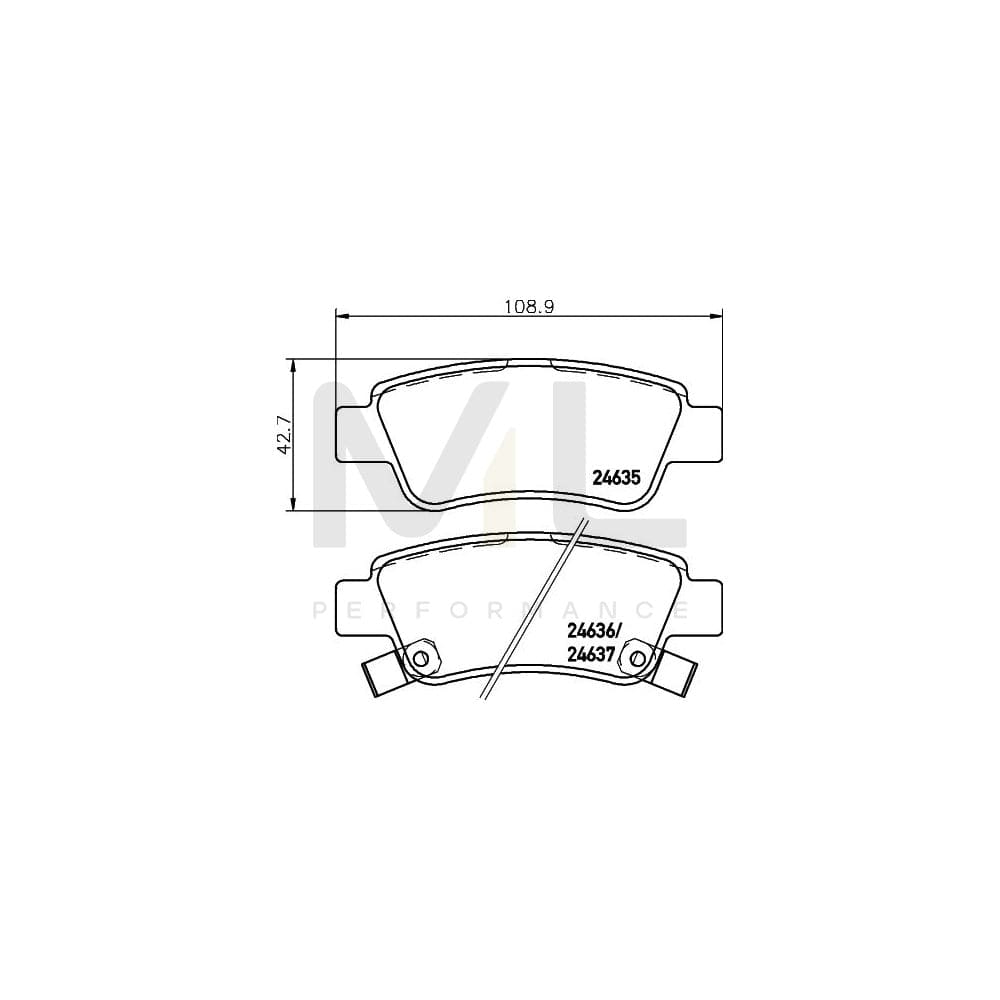 Hella 8DB 355 013-591 Brake Pad Set For Honda Cr-V With Acoustic Wear Warning, With Brake Caliper Screws, With Accessories | ML Performance Car Parts