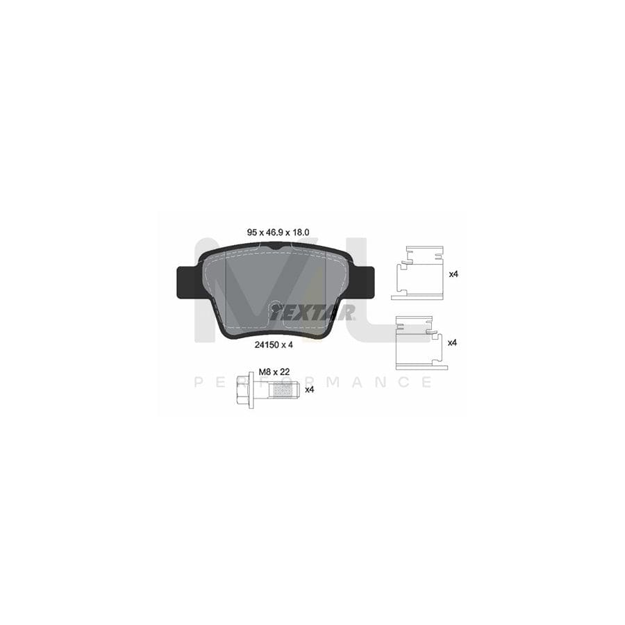 TEXTAR 2415001 Brake pad set not prepared for wear indicator, with brake caliper screws | ML Performance Car Parts