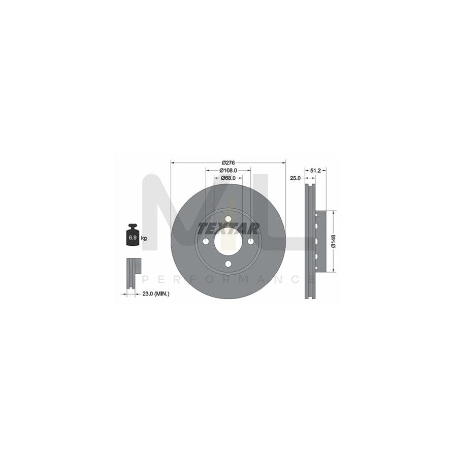 TEXTAR 92067200 Brake Disc for AUDI 90 B3 (89, 89Q, 8A) Externally Vented, without wheel hub, without wheel studs | ML Performance Car Parts